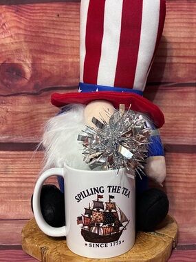 Spilling The Tea White Ceramic Mug - Patriotic Ship Design